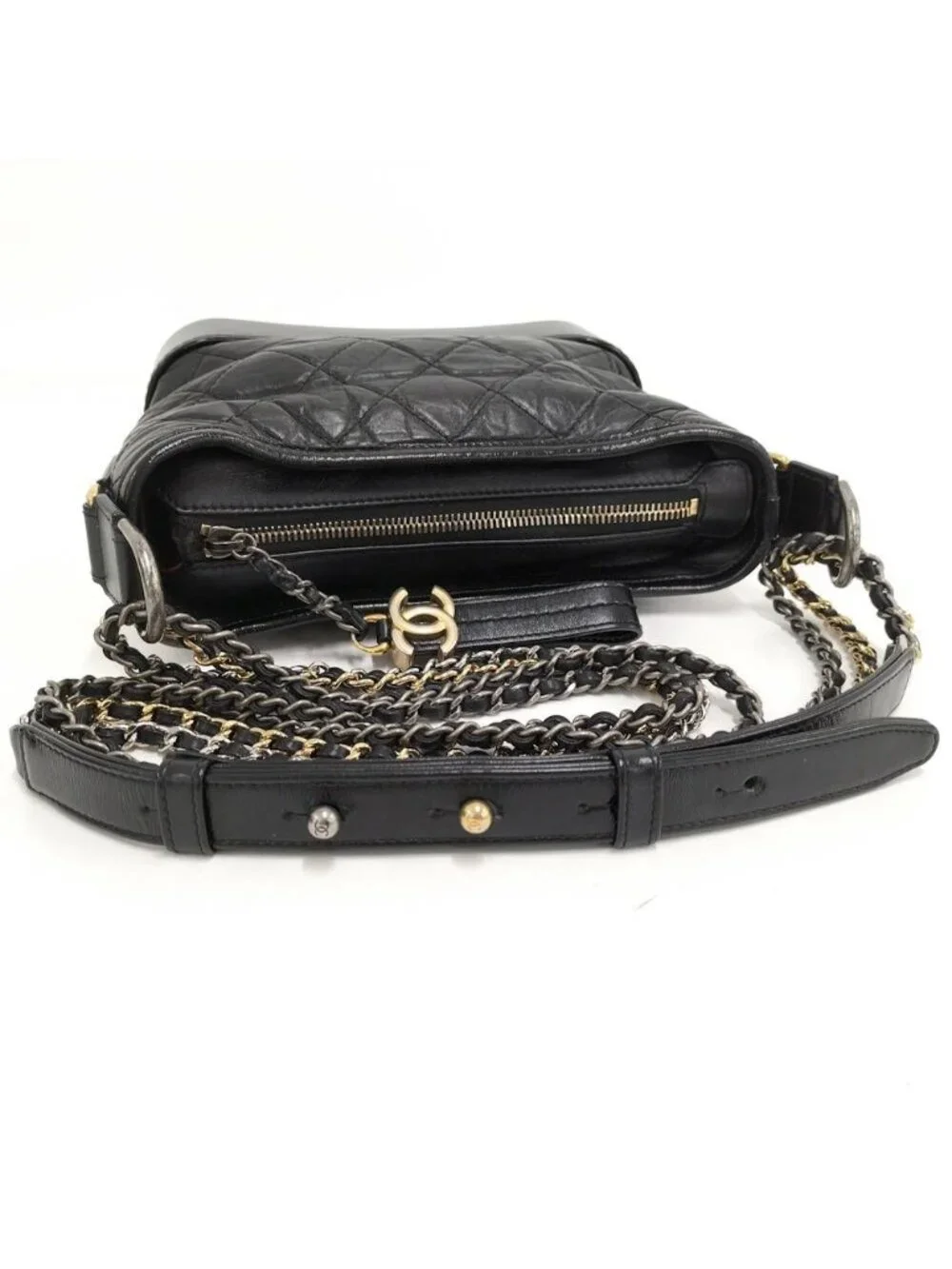 Chanel Gabriel Chain Shoulder Bag Leather Black